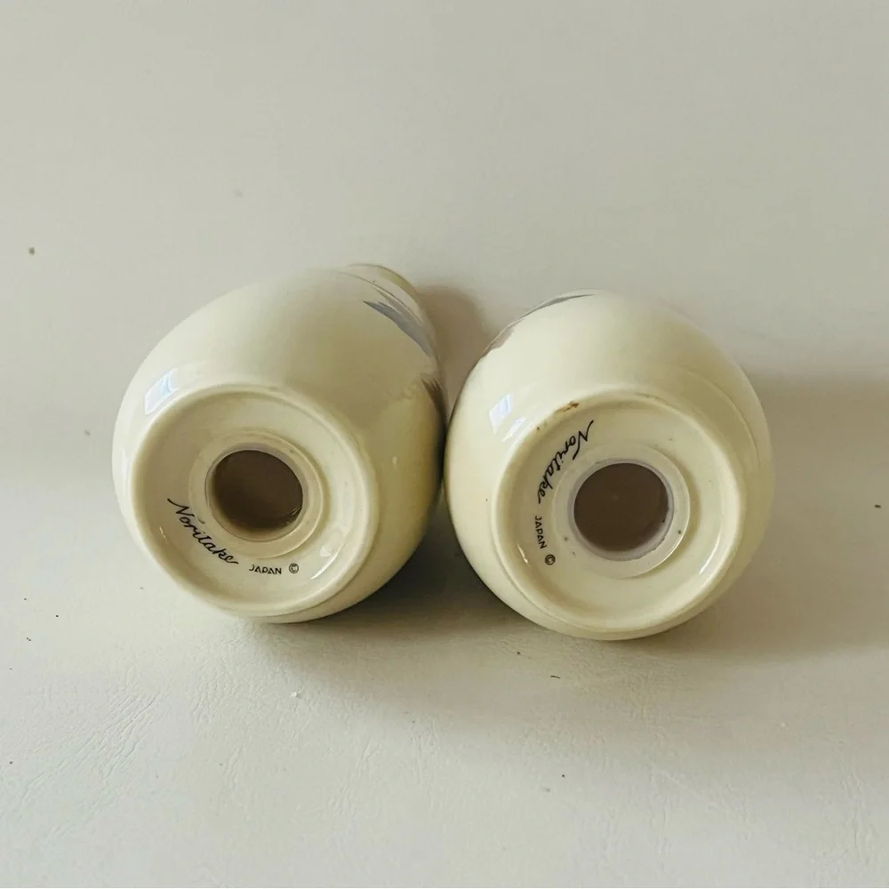 Floral Cream Ceramic Salt and Pepper Shakers Japan